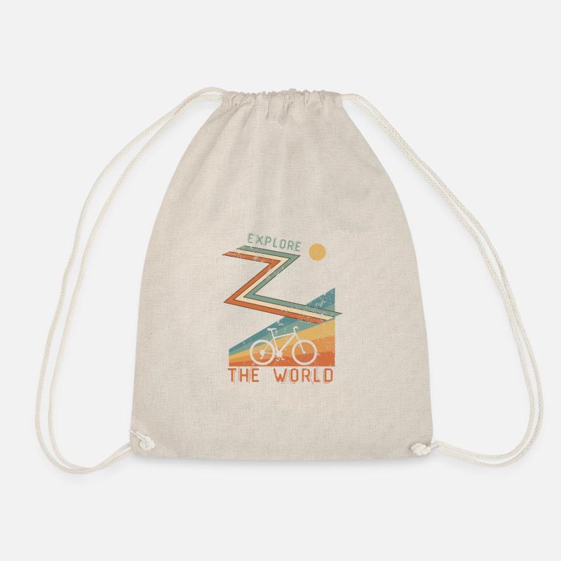 Gift for cyclist EXPLORE THE WORLD - Drawstring Bag - nature
