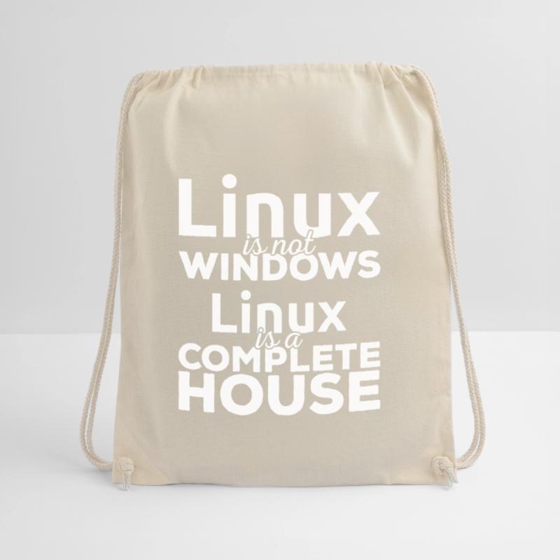Linux is not Windows! Linux is a complete house! Drawstring Bag