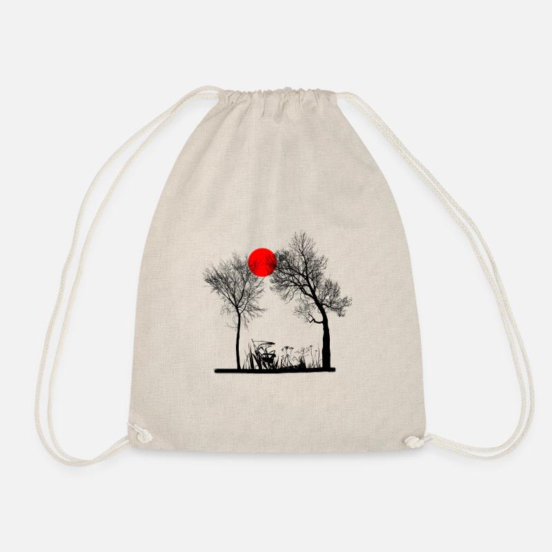 Red Sun with Trees - Drawstring Bag - nature