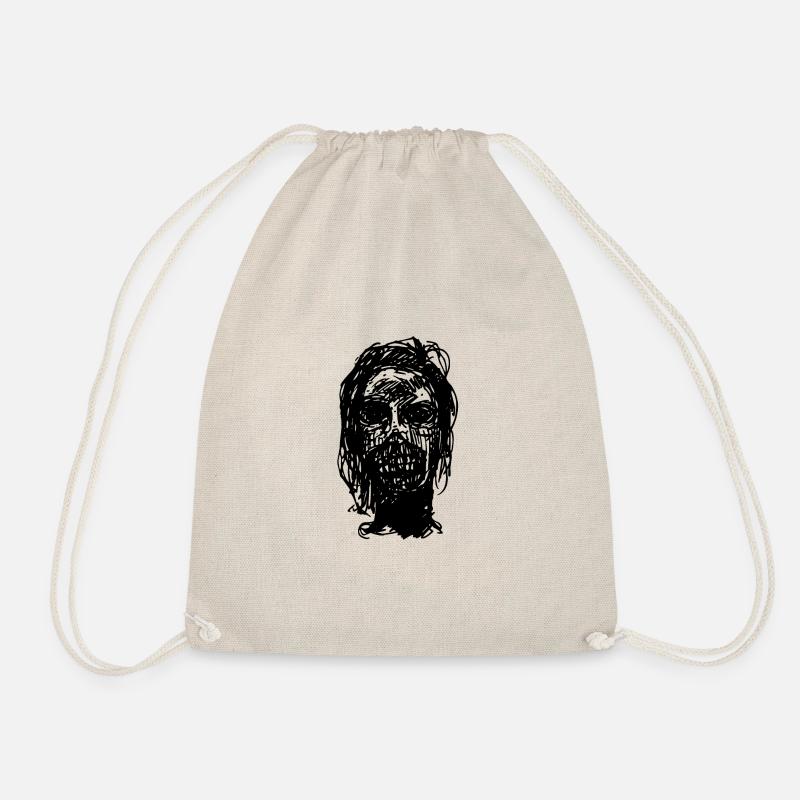 Zombie head sketch gift idea - Drawstring Bag - nature