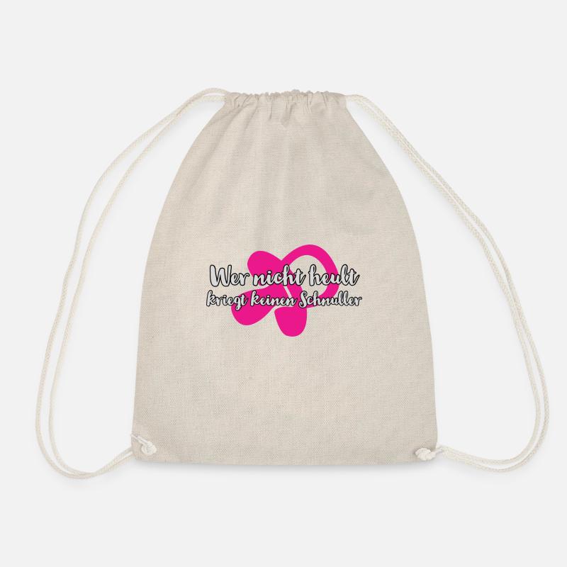 Wer nicht heult Schnuller - Pink - Turnbeutel - Natur