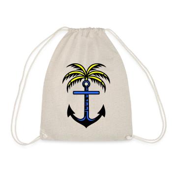 Palm Tree Anchor Icon - Drawstring Bag - nature - Front