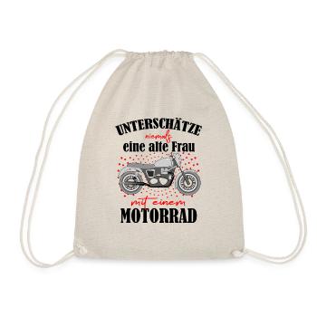 Rentnerin Frau Motorrad Oma - Turnbeutel - Natur - Vorne