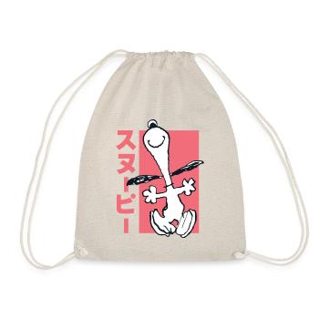 Peanuts Design With Running Snoopy Funny - Drawstring Bag - nature - Front