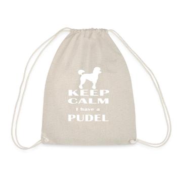 Pudel Hund Keep calm Geschenk - Turnbeutel - Natur - Vorne
