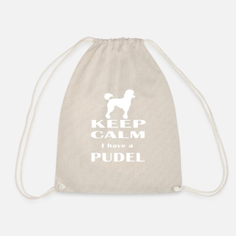 Pudel Hund Keep calm Geschenk - Turnbeutel - Natur