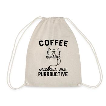 Coffee Makes Me Purrductive Cat - Drawstring Bag - nature - Front