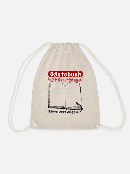 25. Geburtstag Party Gästebuch Geschenkidee bitte - Turnbeutel - Natur