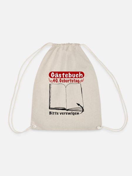 40. Geburtstag Party Gästebuch Geschenkidee bitte - Turnbeutel - Natur
