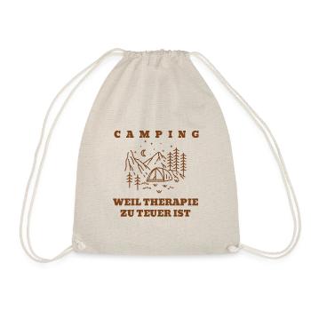 Camping weil Therapie zu teuer ist - für Camper - Turnbeutel - Natur - Vorne