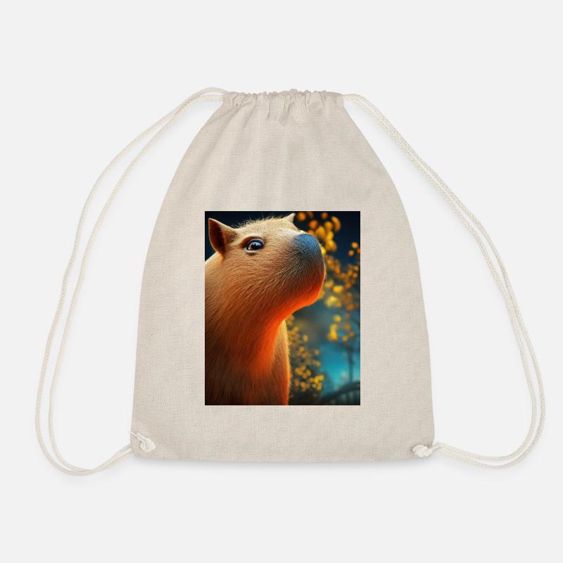 Cooles Comic-Porträt von Capybara bei Nacht - Turnbeutel - Natur
