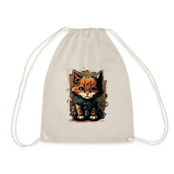 Tough and Cute Comic Cat - Drawstring Bag - nature - Front