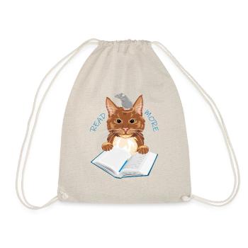 Katz und Maus lieben es, Bücher zu lesen - Turnbeutel - Natur - Vorne