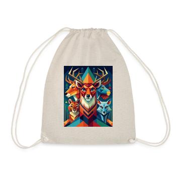 Geometric Forest Animals - Drawstring Bag - nature - Front
