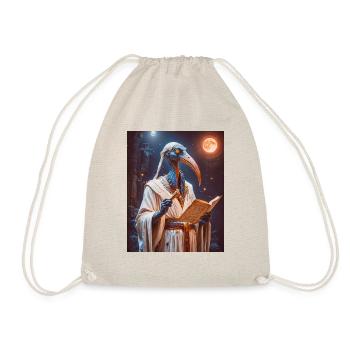Thoth, ibis-headed god, holding a scroll - Drawstring Bag - nature - Front