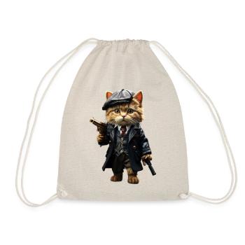 Katze mit revolver - Turnbeutel - Natur - Vorne