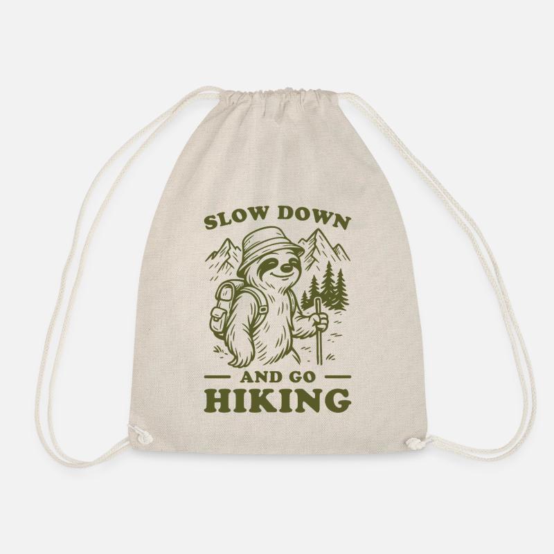Relaxed Sloth Hiking Adventure Mountain Nature - Drawstring Bag - nature