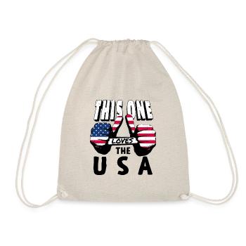 USA Flagge Amerika Fahne Stars & Stripes Patriot - Turnbeutel - Natur - Vorne