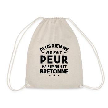 Humour cadeau Pas peur, ma femme est Bretonne - Sac de sport léger - nature - Devant
