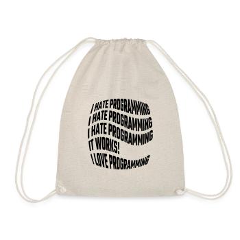 I hate programming, it works, I love programming - Drawstring Bag - nature - Front