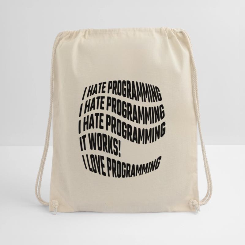 I hate programming, it works, I love programming Turnbeutel