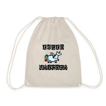 Pixel Einhorn Retro schwarze Schrift - Turnbeutel - Natur - Vorne