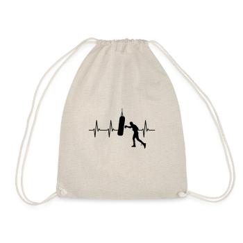 Herzschlag Boxer Boxsack Boxing Puls Heartbeat - Turnbeutel - Natur - Vorne