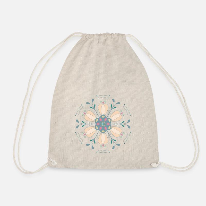 Mandala in boho style - Drawstring Bag - nature