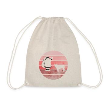 Santa Claus and Frenchie, Dog, Vintage, Retro - Drawstring Bag - nature - Front