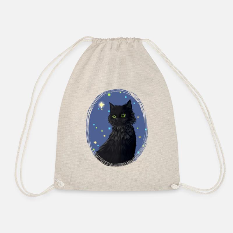 Schwarze Katze Sterne Hollyleaf Distelblatt Sterne - Turnbeutel - Natur