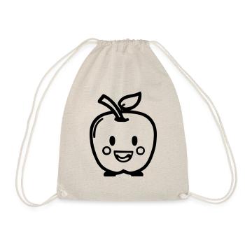 Niedlicher Apfel mit Gesicht Vektor Geschenkidee - Turnbeutel - Natur - Vorne