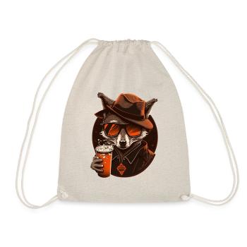 Cooler Fuchs mit Sonnenbrille, Hut und Bier - Turnbeutel - Natur - Vorne