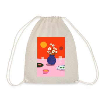 Design Table with Flowers and Snacks - Drawstring Bag - nature - Front