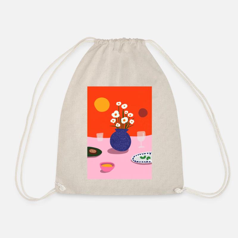 Table design avec fleurs et collations - Sac de sport léger - nature