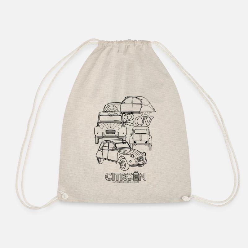 Citroën 2CV Models Drawings - Drawstring Bag - nature