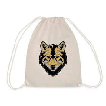 Wolfs Gesicht, Gold - Turnbeutel - Natur - Vorne