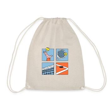 Tennis Player Gift Tennis Racket Drawing - Drawstring Bag - nature - Front