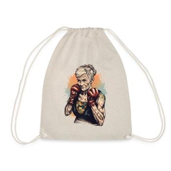 Mamie boxeuse cool avec des gants de boxe - Sac de sport léger - nature - Devant