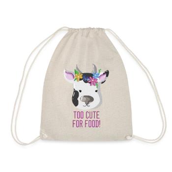 too cute for feed cow vegetarian vegan - Drawstring Bag - nature - Front