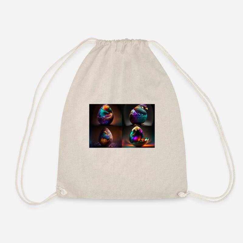 chickens egg colored - Drawstring Bag - nature