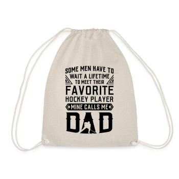 Hockey Eishockey Geschenk Sport Vater Mutter Sohn - Turnbeutel - Natur - Vorne