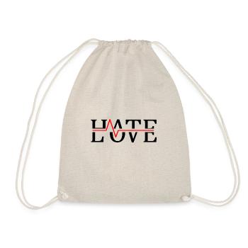 Hate Love hate love heartbeat gift idea - Drawstring Bag - nature - Front