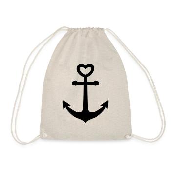 Anchor with heart icon sign - Drawstring Bag - nature - Front