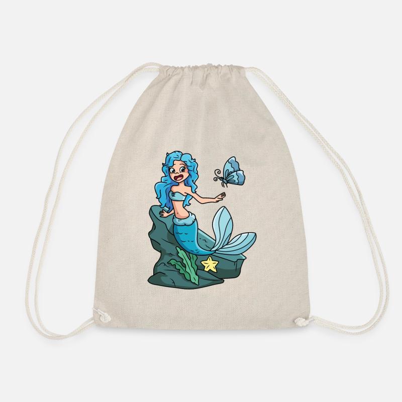 Mermaid with blue hair - Drawstring Bag - nature
