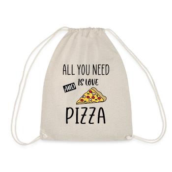 pizza love quote - Drawstring Bag - nature - Front