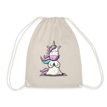 Einhorn Yoga Lustig Yogalehrerin Geschenkidee - Turnbeutel - Natur - Vorne