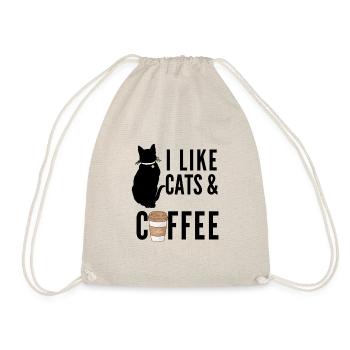 i like cats and coffee shirt cat lovers best gift - Drawstring Bag - nature - Front