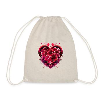 Heart of Roses | Valentine's Day | Heart of Roses - Drawstring Bag - nature - Front