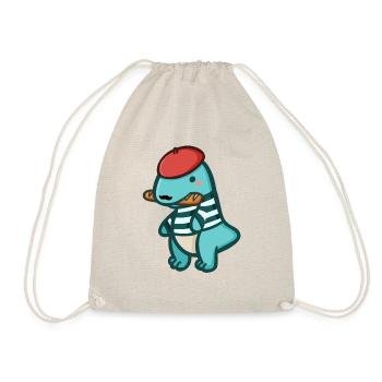 hugadino dino embrace, cute dinosaur - Drawstring Bag - nature - Front