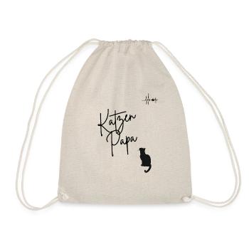 Katzenpapa mit Herzschlag Design - Turnbeutel - Natur - Vorne